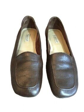 Calico Loafers Womens 9N Narrow Brown Leather Slip On Flats Brazil Career Office